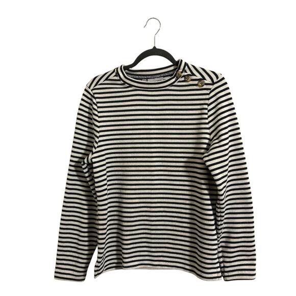 Craghoppers Balmoral Crew Neck Striped Navy White Sweater Button Detail Medium - Picture 1 of 7
